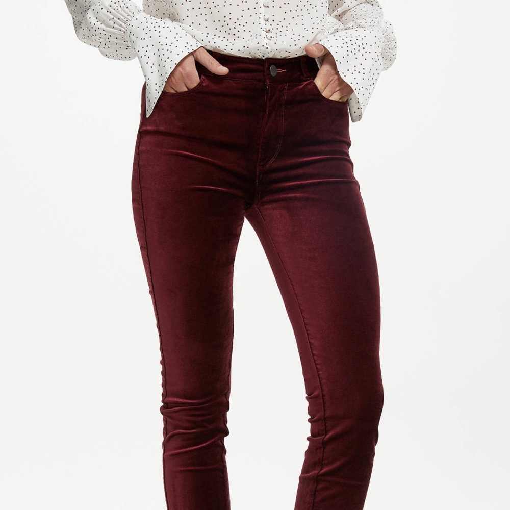 PAIGE Burgundy Velvet Skinny Pants